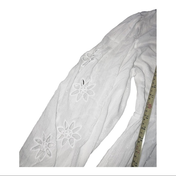 Blue island white front tie eyelet cutout sleeves coverup dress size XS new - Picture 7 of 16